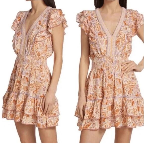 Poupette St Barth Camila Short Sleeve Mini Dress Multicolor Womens Size XS - Picture 1 of 8